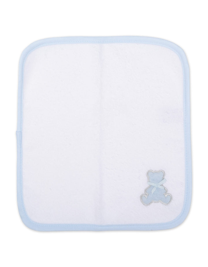 Baby Boys Hooded Bath Towel and Washcloth Bear Applique Light Blue and White at Zubaidas Best Online Baby and Kids Store in Pakistan