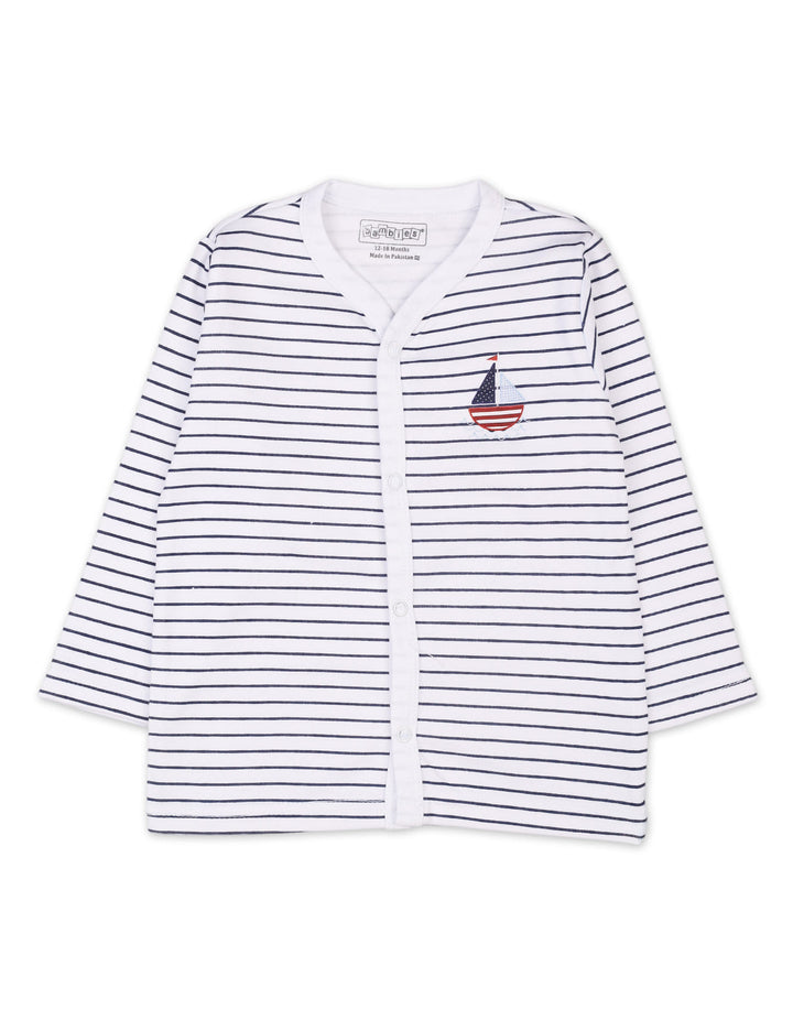Baby Boys Night Suit Bambies Ocean Stripes Navy Blue at Zubaidas Official Pakistan