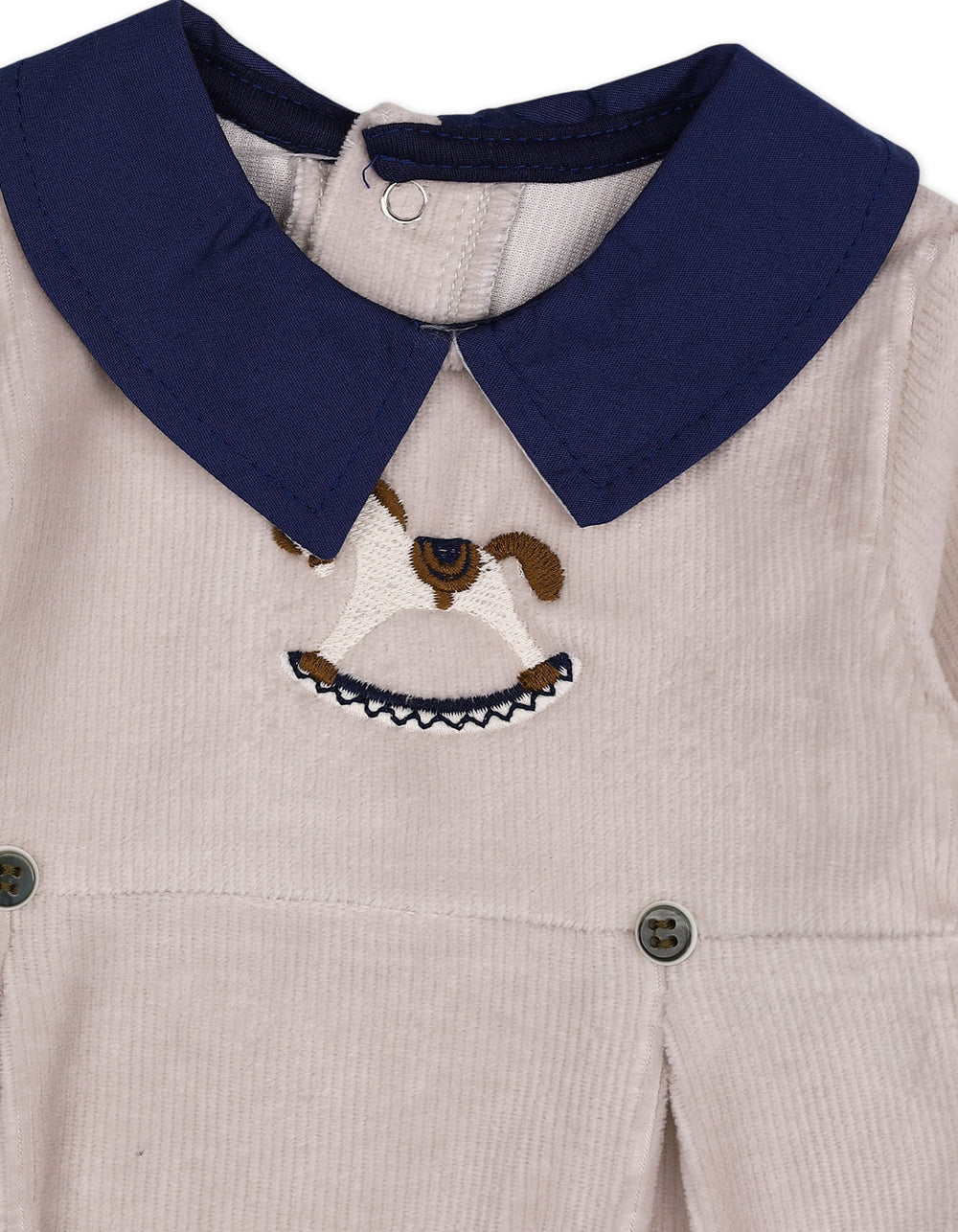 Baby Boys Romper Embroidered Horse Contrast Peter Pan Collar at Zubaidas Official Pakistan