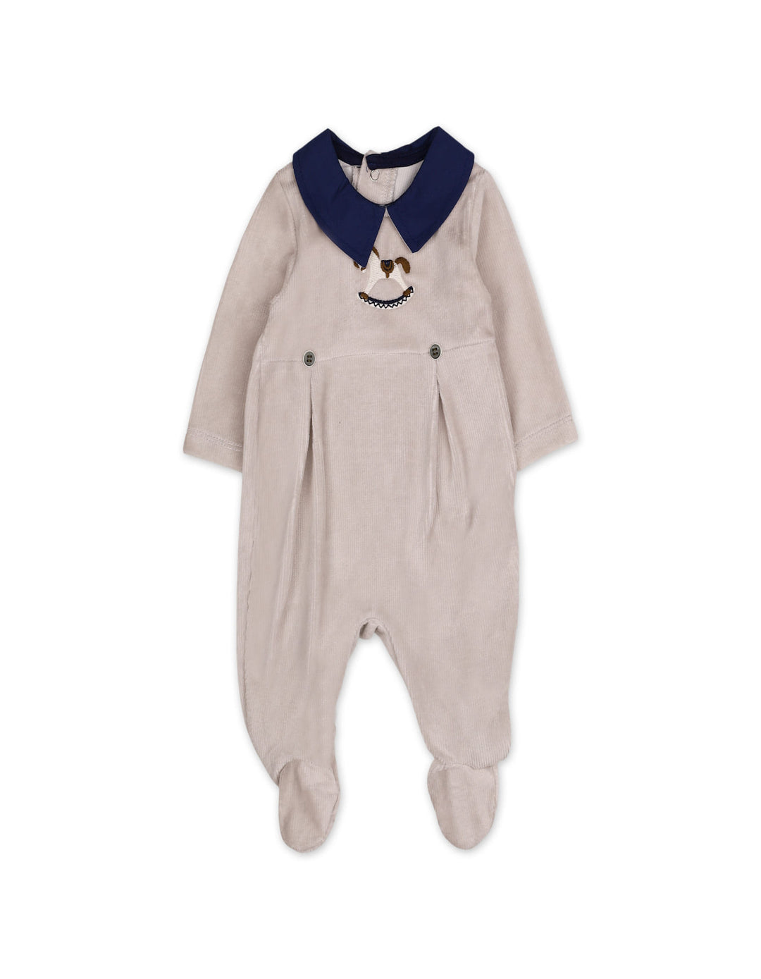 Baby Boys Romper Embroidered Horse Contrast Peter Pan Collar at Zubaidas
