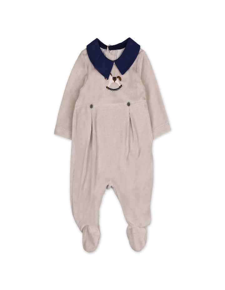 Baby Boys Romper Embroidered Horse Contrast Peter Pan Collar at Zubaidas