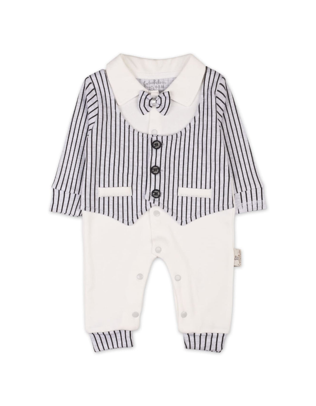 Baby Boys Romper with Cap Black Stripes Grey Premium Turkish Collection at Zubaidas Pakistan