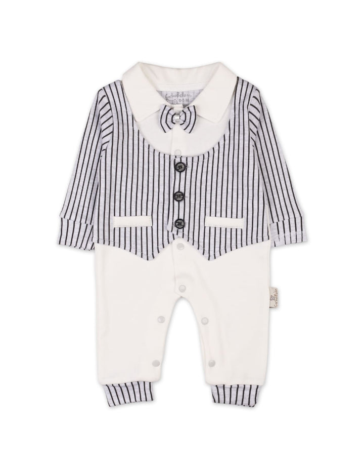 Baby Boys Romper with Cap Black Stripes Grey Premium Turkish Collection at Zubaidas Pakistan