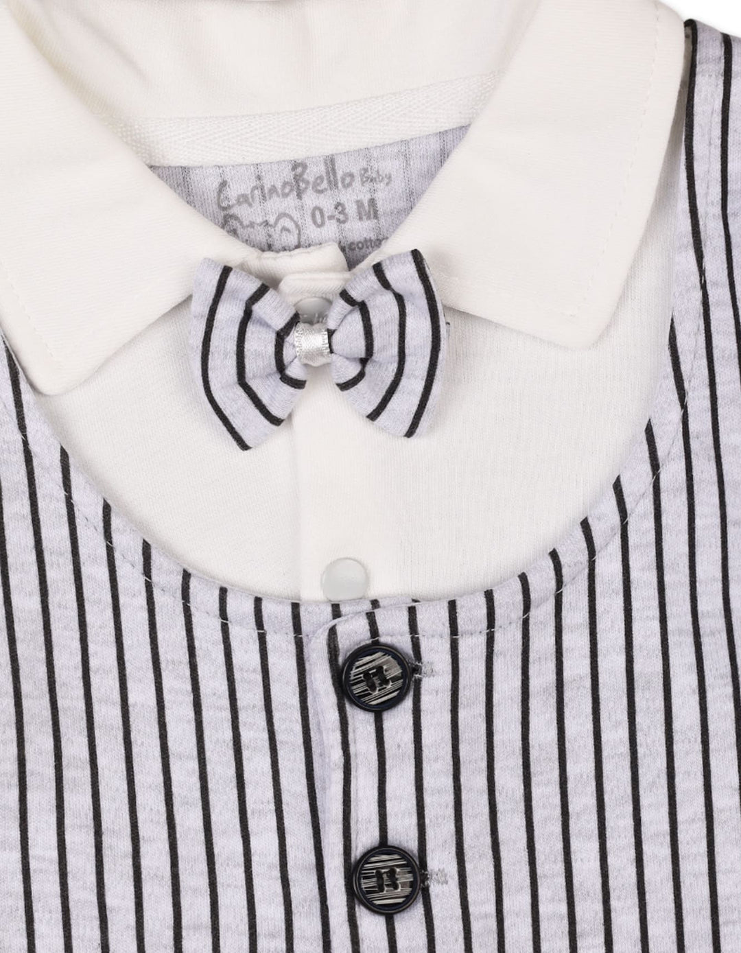 Baby Boys Romper with Cap Black Stripes Grey Premium Turkish Collection at Zubaidas Official Pakistan