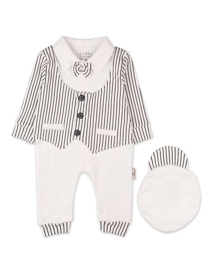 Baby Boys Romper with Cap Black Stripes Premium Turkish Collection at Zubaidas
