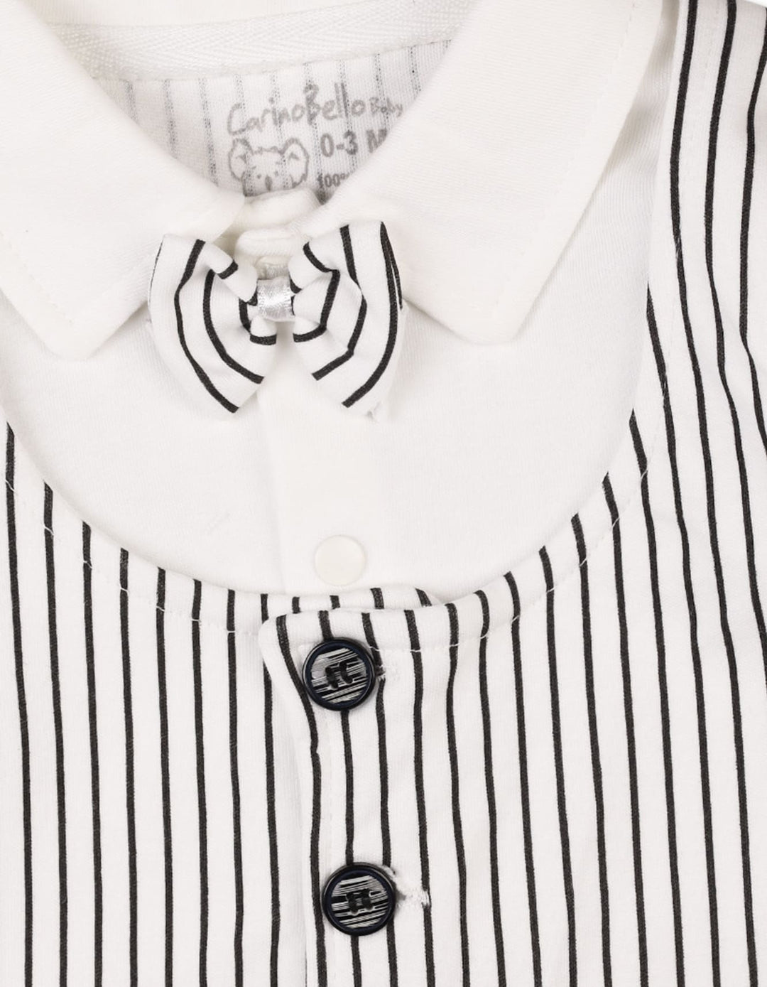 Baby Boys Romper with Cap Black Stripes Premium Turkish Collection at Zubaidas Official Pakistan