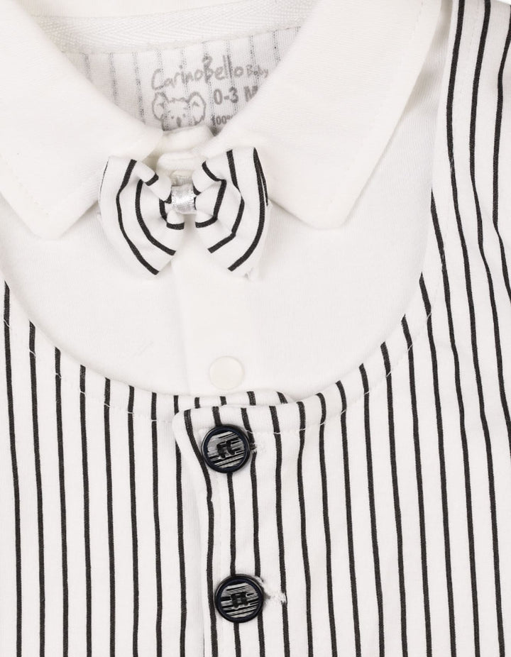 Baby Boys Romper with Cap Black Stripes Premium Turkish Collection at Zubaidas Official Pakistan