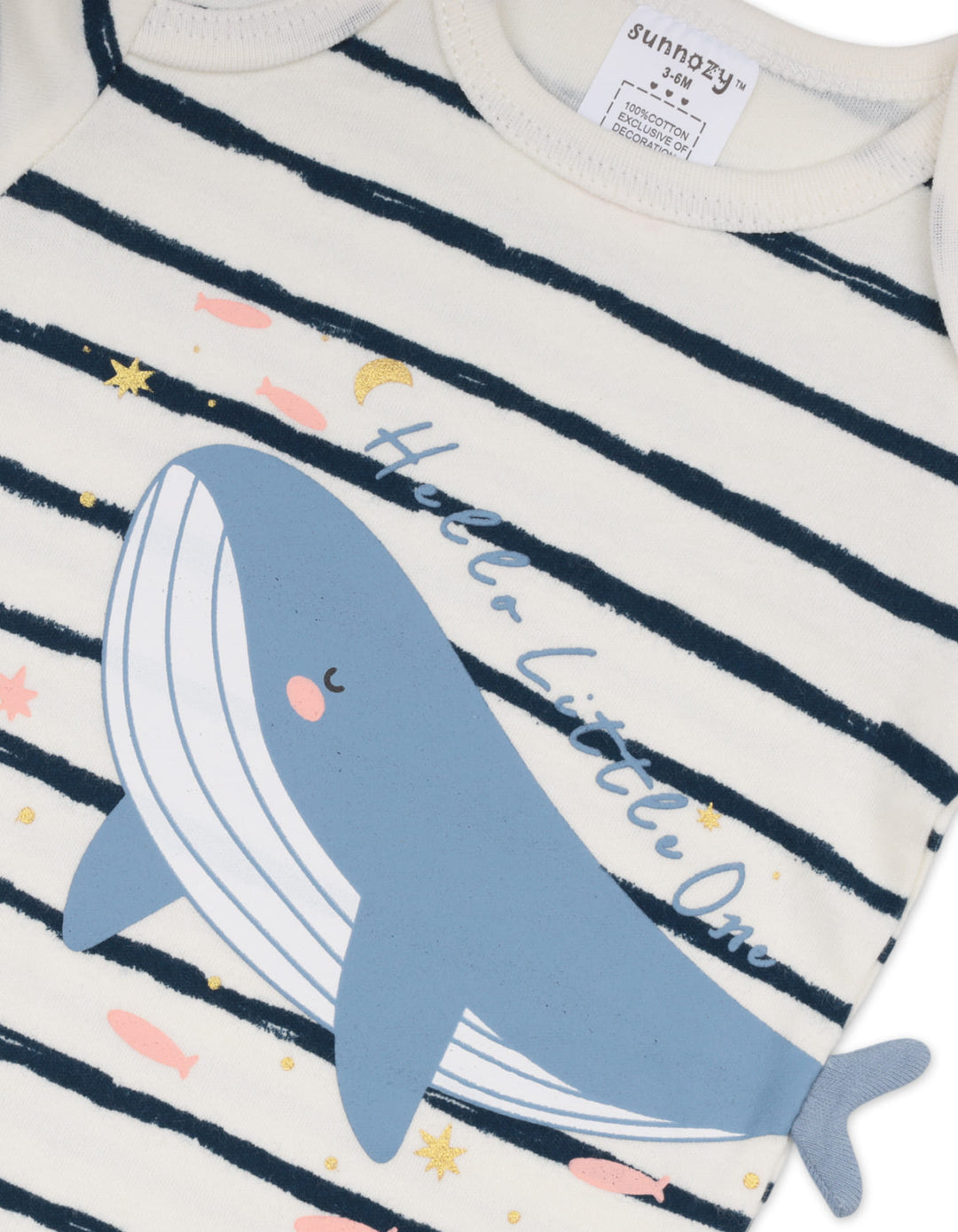 Baby Boys Short Sleeve Bodysuits Pack of 2 with Cap Whale Print at Zubaidas Online Pakistan