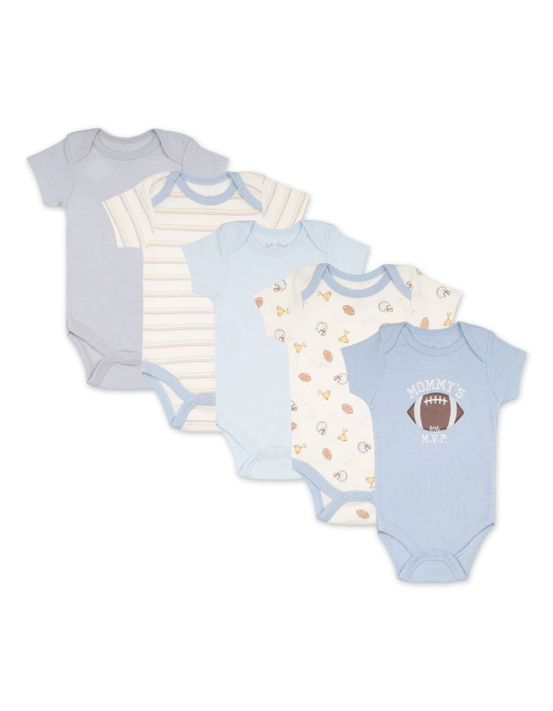 Baby Boys Short Sleeve Bodysuits Pack of 5 Football Theme at Zubaidas