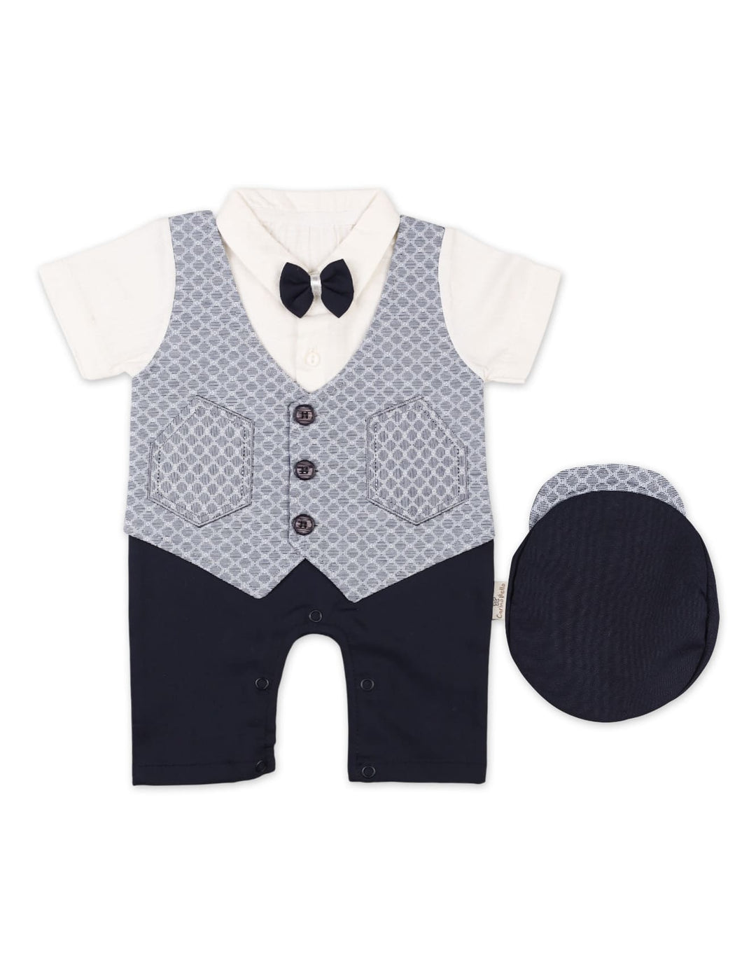 Baby Boys Summer Romper With Cap Grey Premium Turkish Collection at Zubaidas