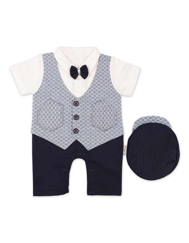 Baby Boys Summer Romper With Cap Grey Premium Turkish Collection at Zubaidas