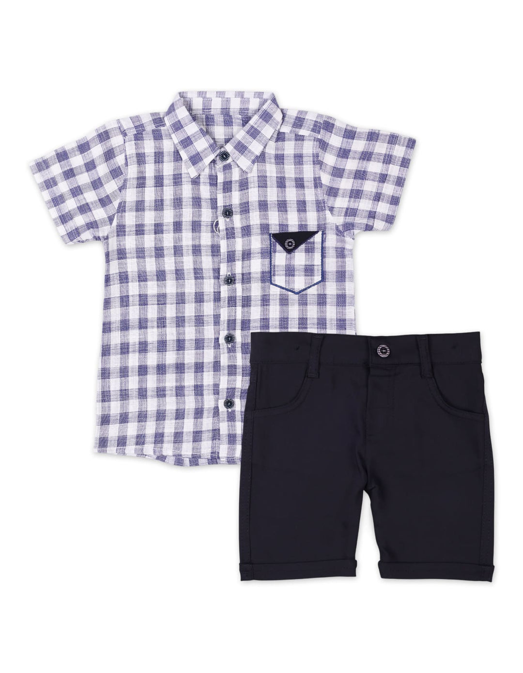 Baby Boys Summer Suit Blue Check Premium Turkish Collection at Zubaidas
