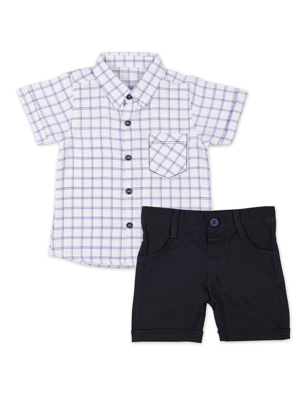 Baby Boys Summer Suit Check Blue Premium Turkish Collection at Zubaidas