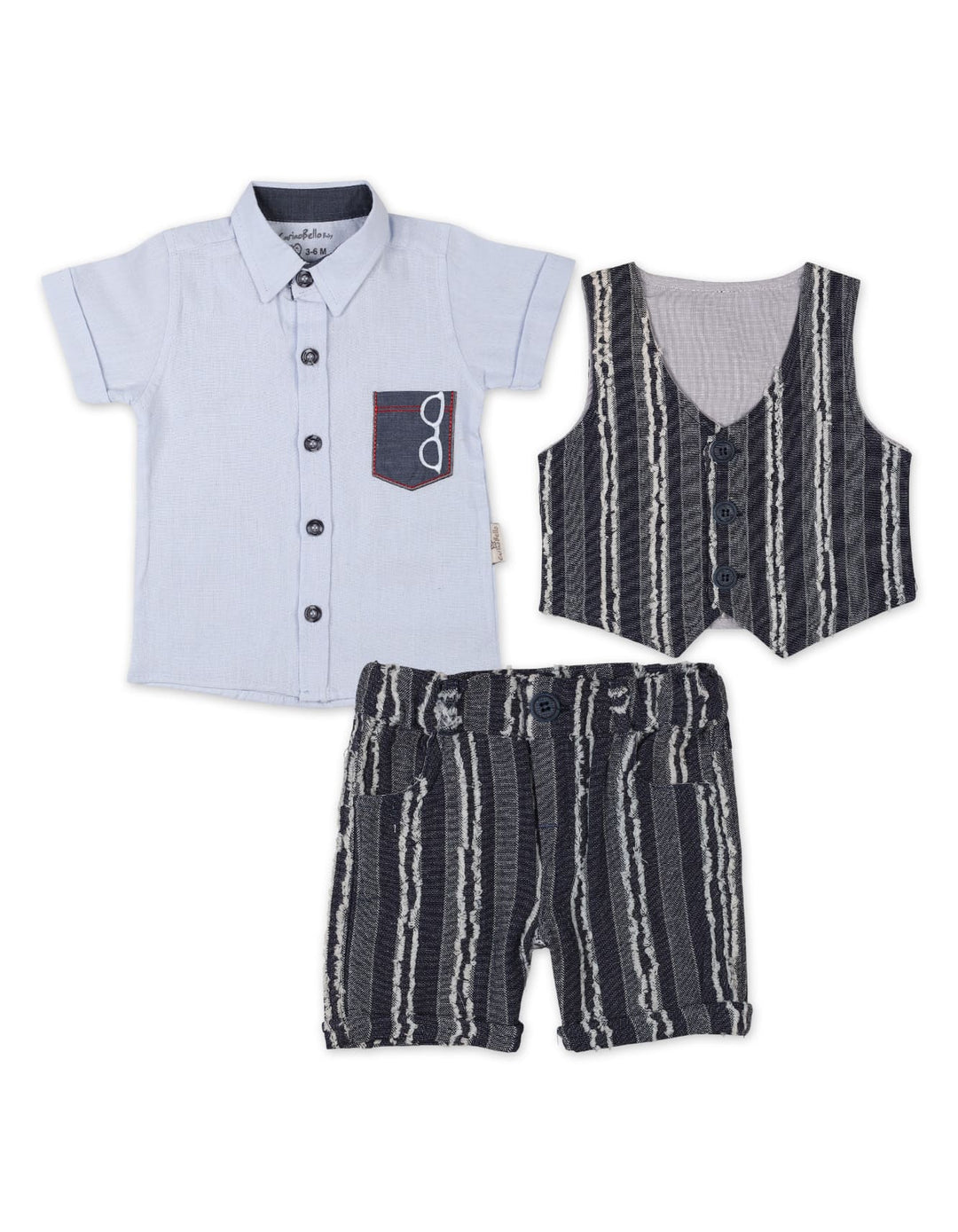 Baby Boys Summer Suit Light Blue Striped Premium Turkish Collection at Zubaidas