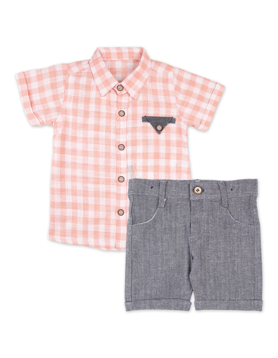 Baby Boys Summer Suit Orange Grey Premium Turkish Collection at Zubaidas