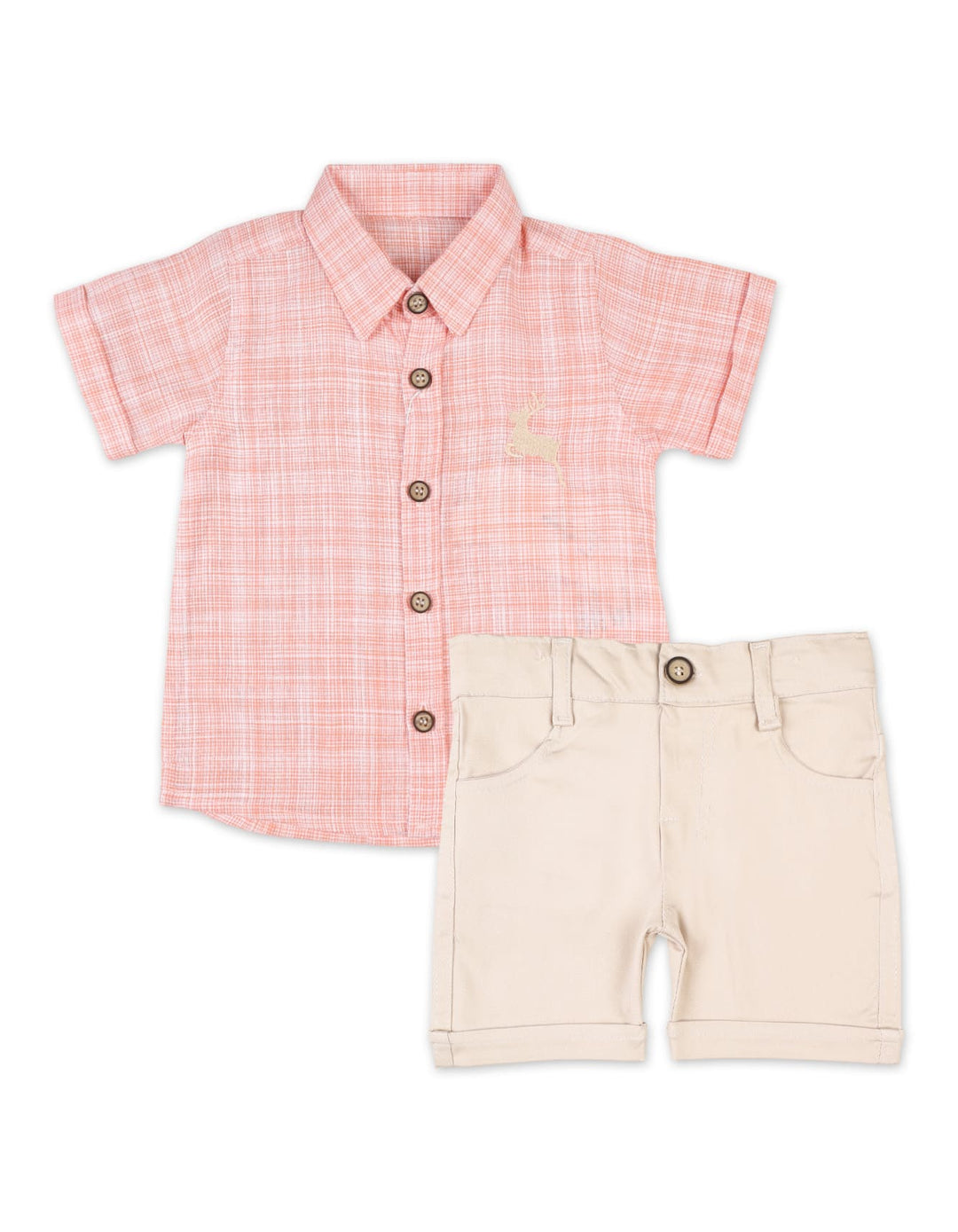 Baby Boys Summer Suit Peach Beige Premium Turkish Collection at Zubaidas