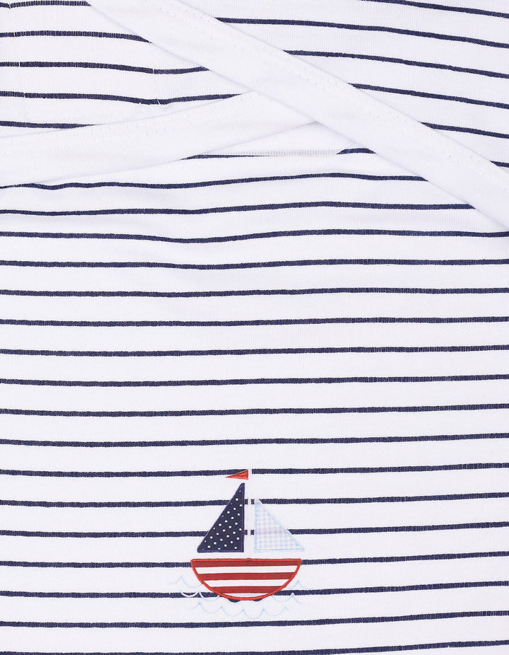 Baby Boys Swaddling Sheet Bambies Ocean Stripes Navy Blue at Zubaidas Official Pakistan