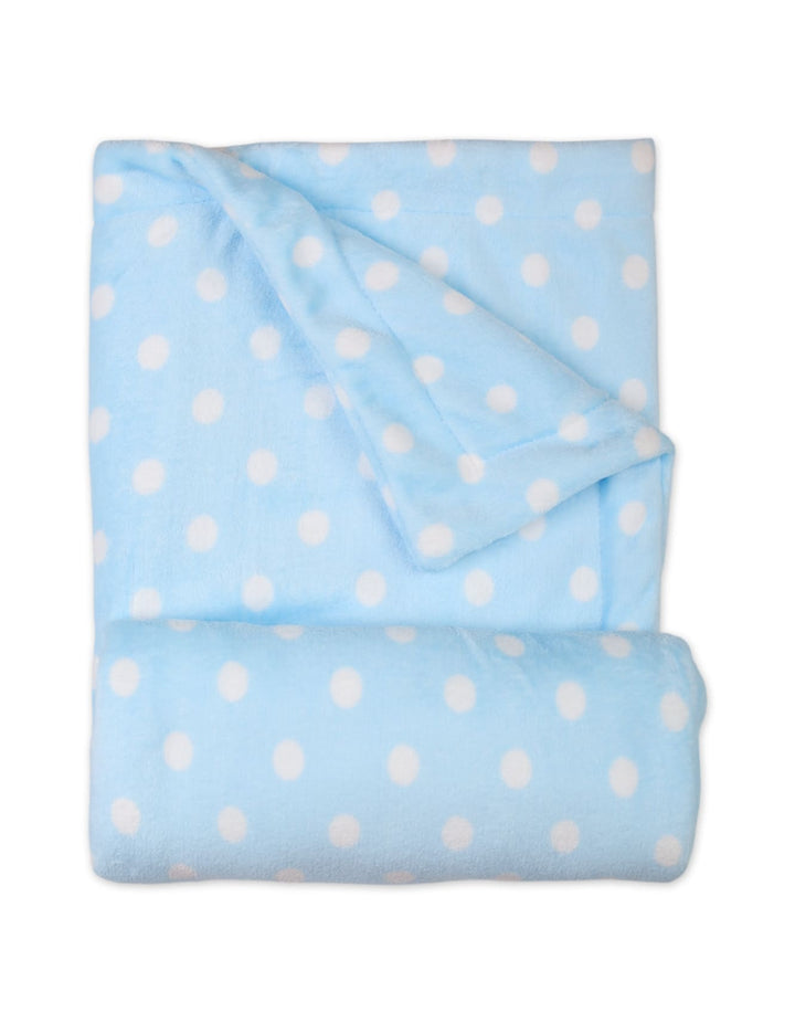 Baby Boys Warm Blankets Bambies Polka Dots Light Blue at Zubaidas