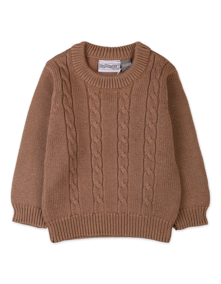 Baby Boys Winter Knitwears Bambies Cable Knit Light Brown Brown at Zubaidas