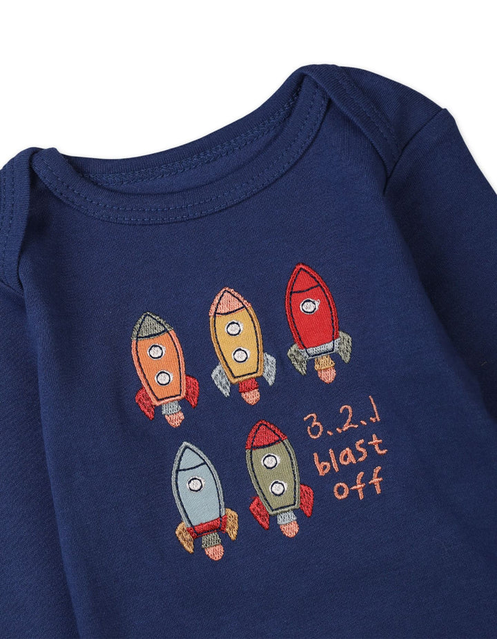 Baby boys winter bodysuits pack of three in blue Bambies at Zubaidas Offical