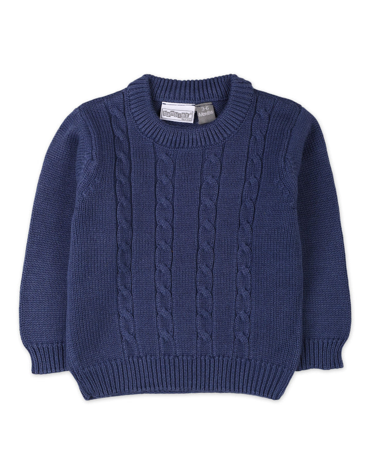 Baby Boys Winter Knitted Sweaters Bambies Cable Knit Navy Blue at Zubaidas
