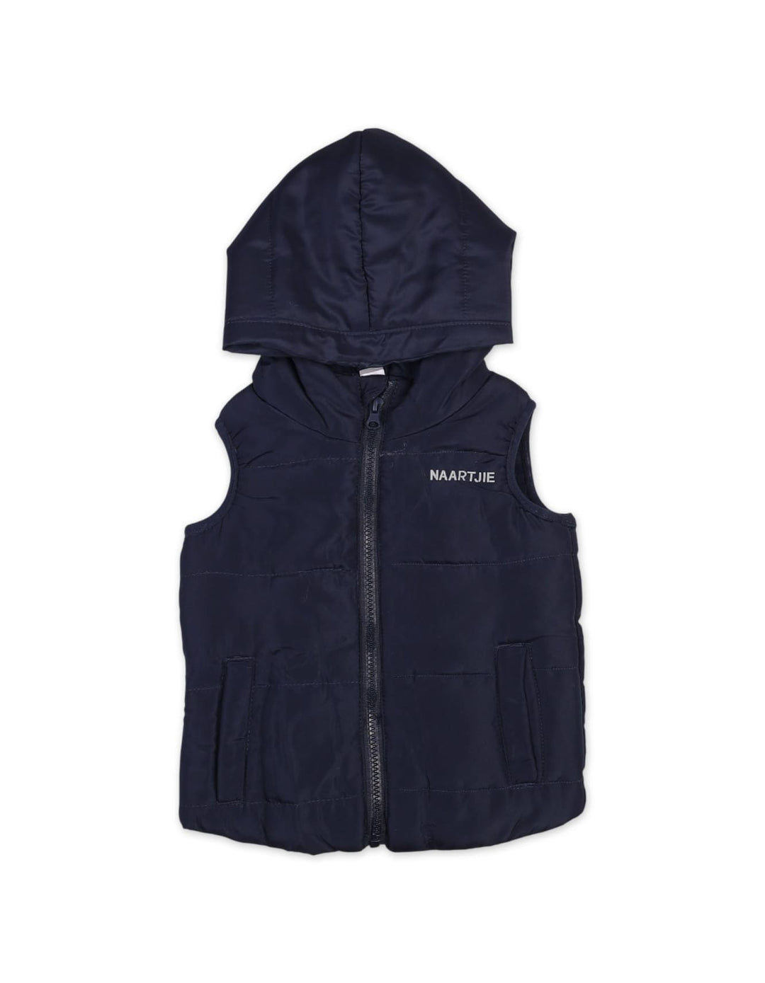 Baby Boys Winter Puffer Vests Bambies Hooded Navy Blue at Zubaidas