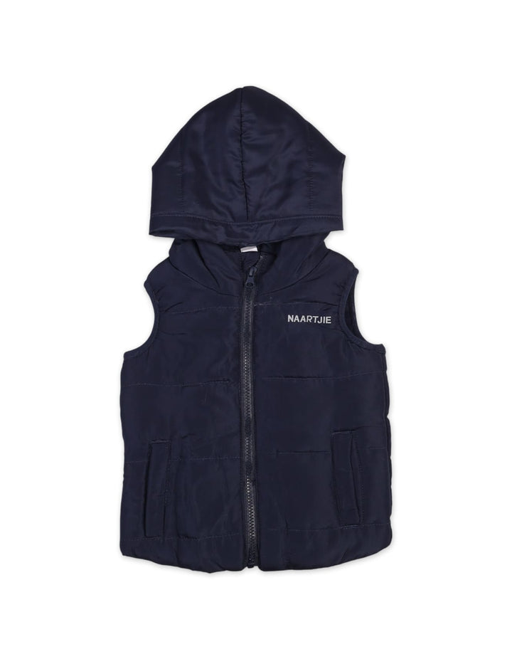 Baby Boys Winter Puffer Vests Bambies Hooded Navy Blue at Zubaidas