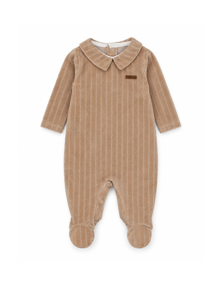 Baby Boys Winter Romper Peter Pan Collar Beige at Zubaidas