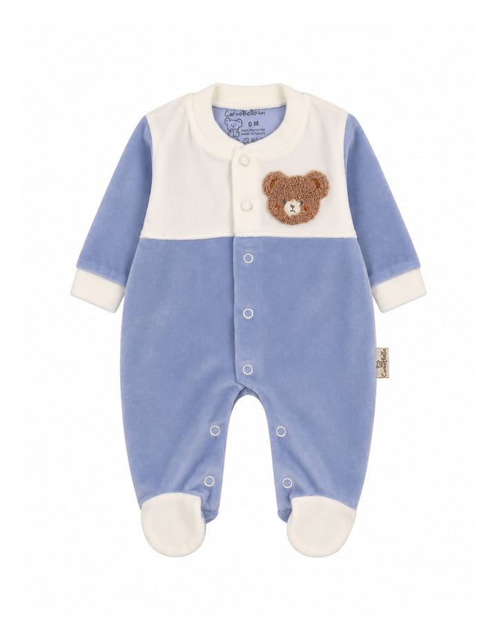Baby Boys Winter Romper with Cap Bear Blue and White at Zubaidas Online Pakistan