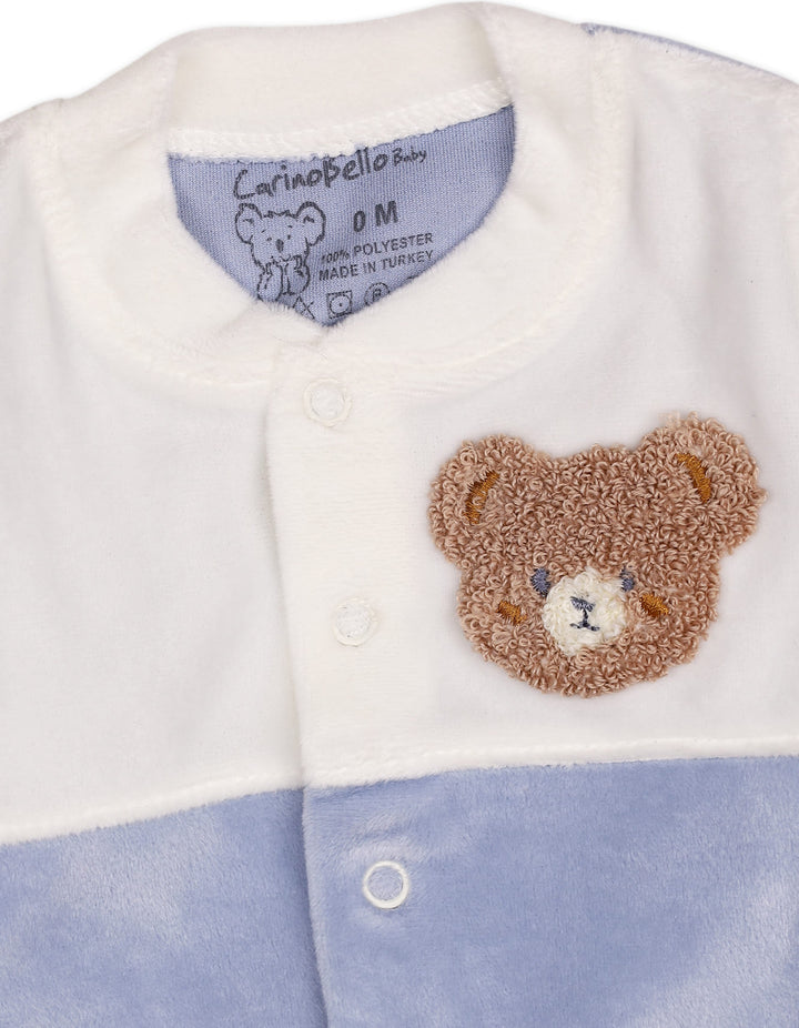 Baby Boys Winter Romper with Cap Bear Blue and White at Zubaidas Official Pakistan