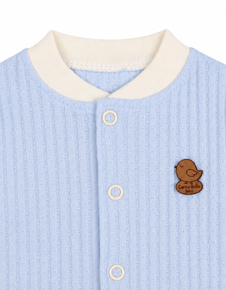 Baby Boys Winter Romper with Cap Bird Applique Light Blue at Zubaidas Official Pakistan