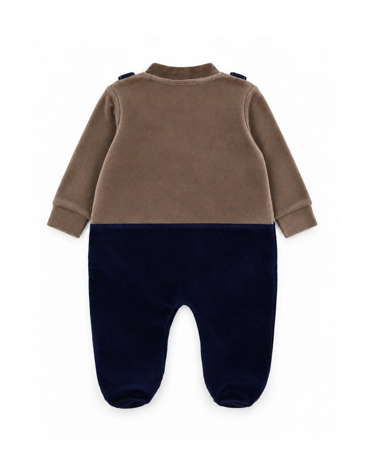 Baby Boys Winter Romper with Cap Suspender Style Navy Blue and Grey at Zubaidas Online Pakistan