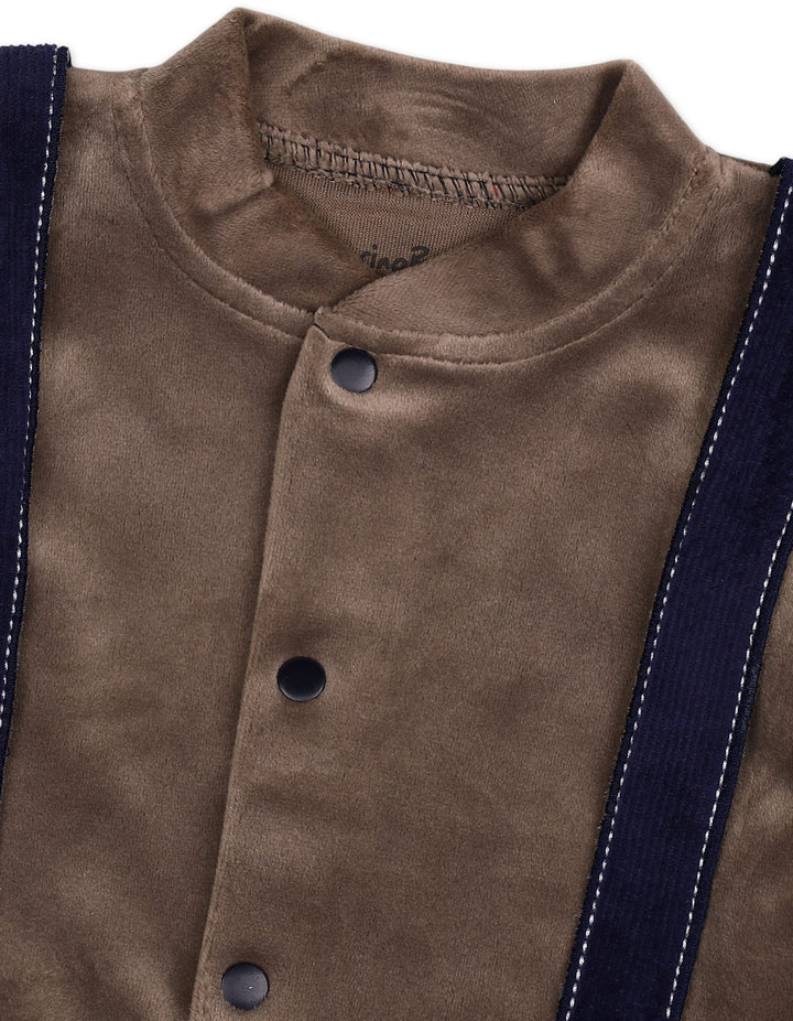 Baby Boys Winter Romper with Cap Suspender Style Navy Blue and Grey at Zubaidas Official Pakistan