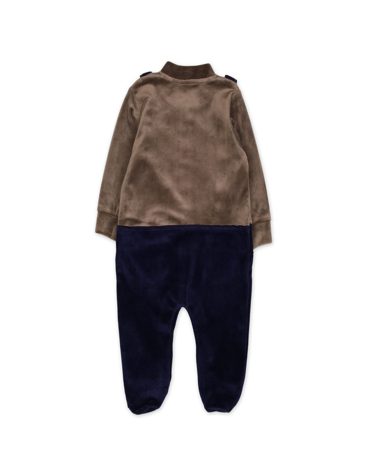 Baby Boys Winter Romper with Cap Suspender Style Navy Blue and Grey at Zubaidas Best Online Baby Kids and Moms Store in Pakistan