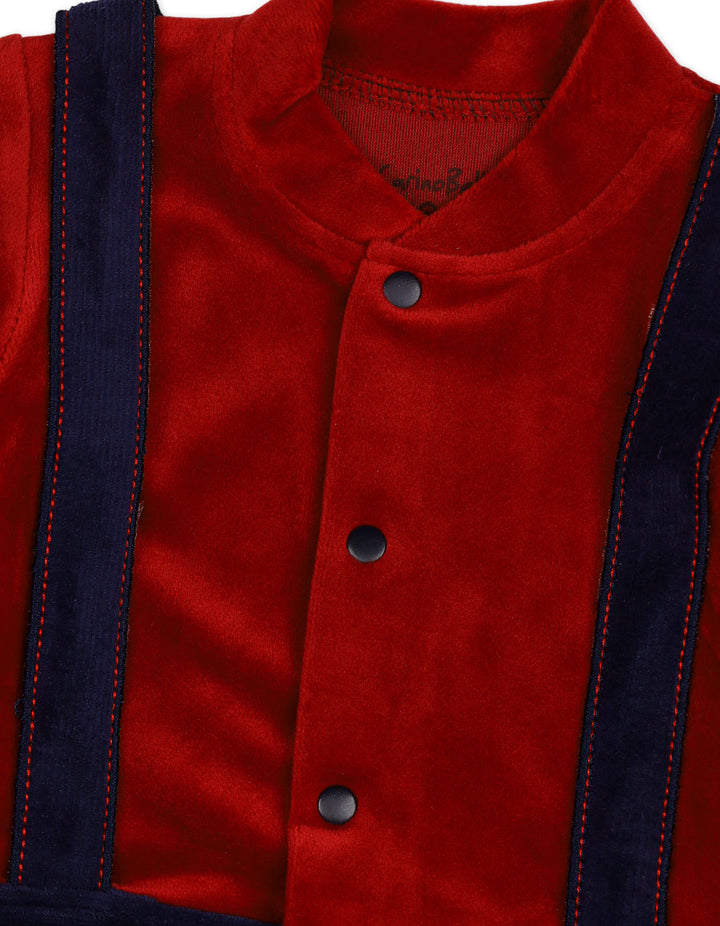 Baby Boys Winter Romper with Cap Suspender Style Navy Blue and Maroon at Zubaidas Best Online Baby Kids and Moms Store in Pakistan