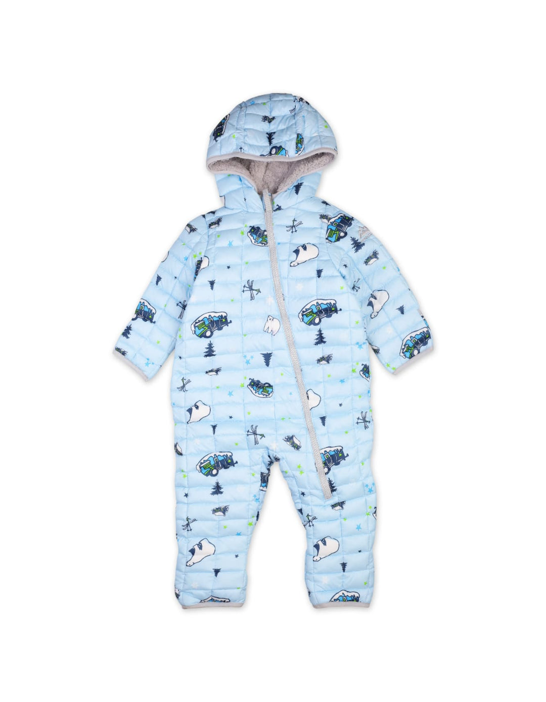 Baby Boys Winter Rompers Quilted Hooded Romper Blue at Zubaidas