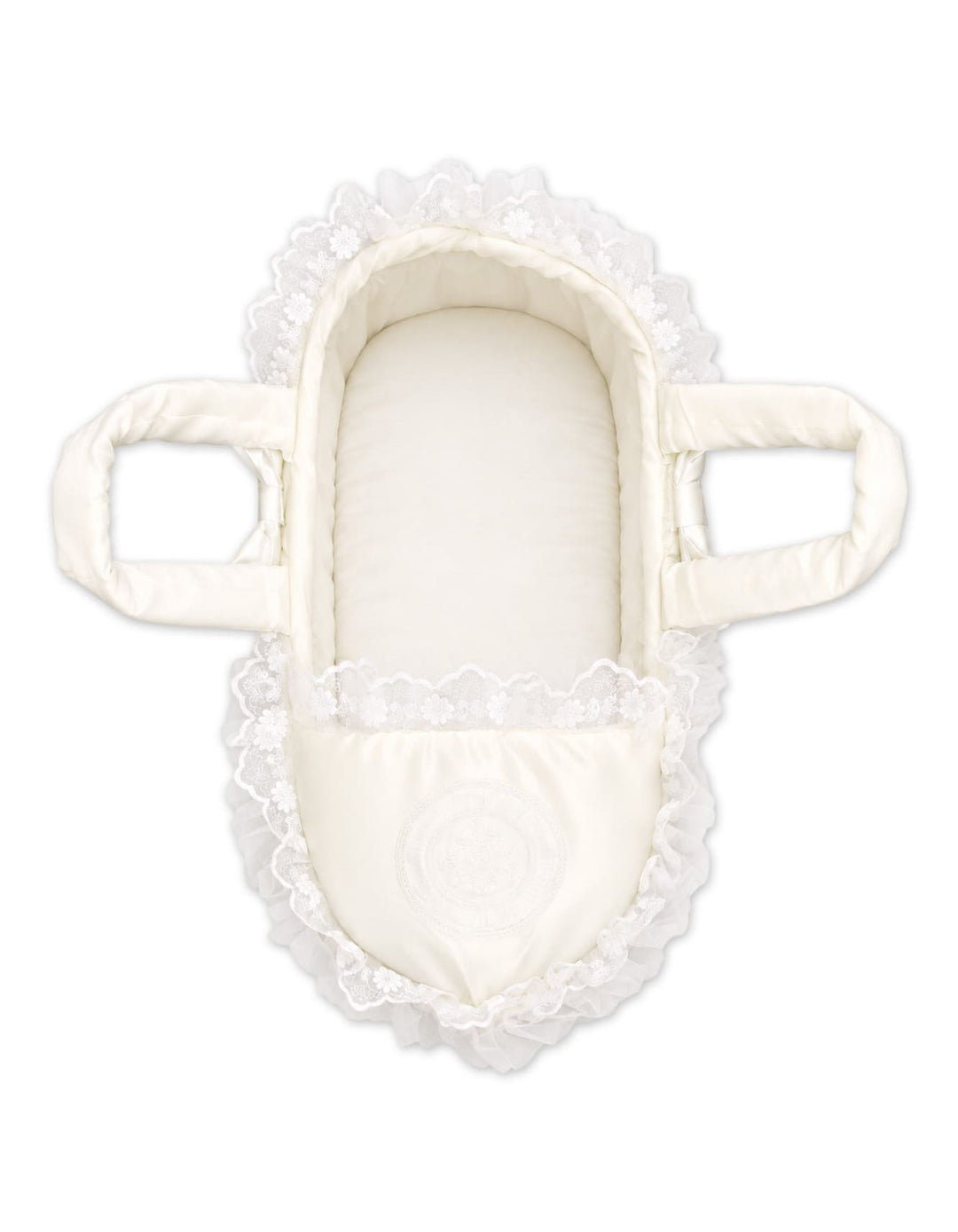 Baby Carry Crib Elegant Lace and Bow White at Zubaidas