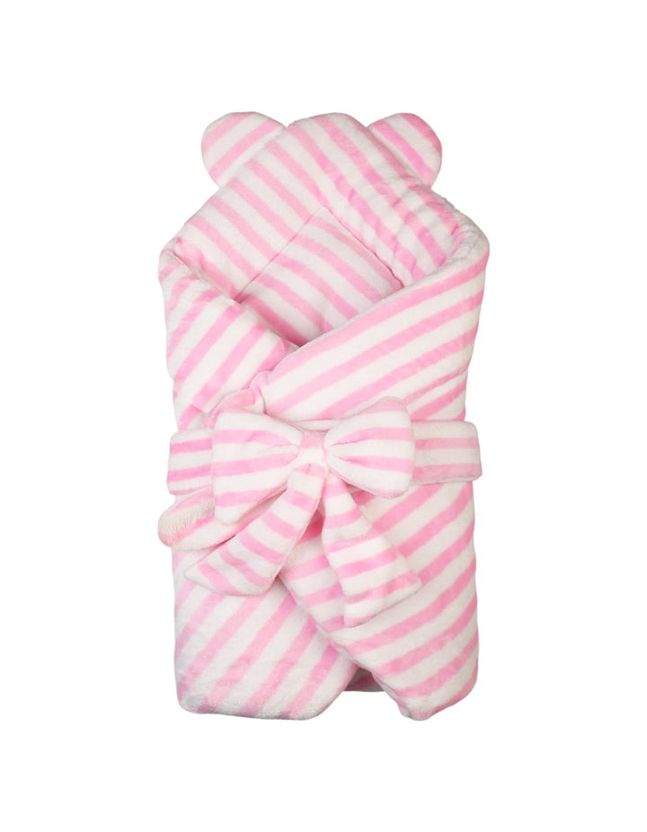 Baby Carry Nest Bambies Striped Plush Bear Design Pink at Zubaidas