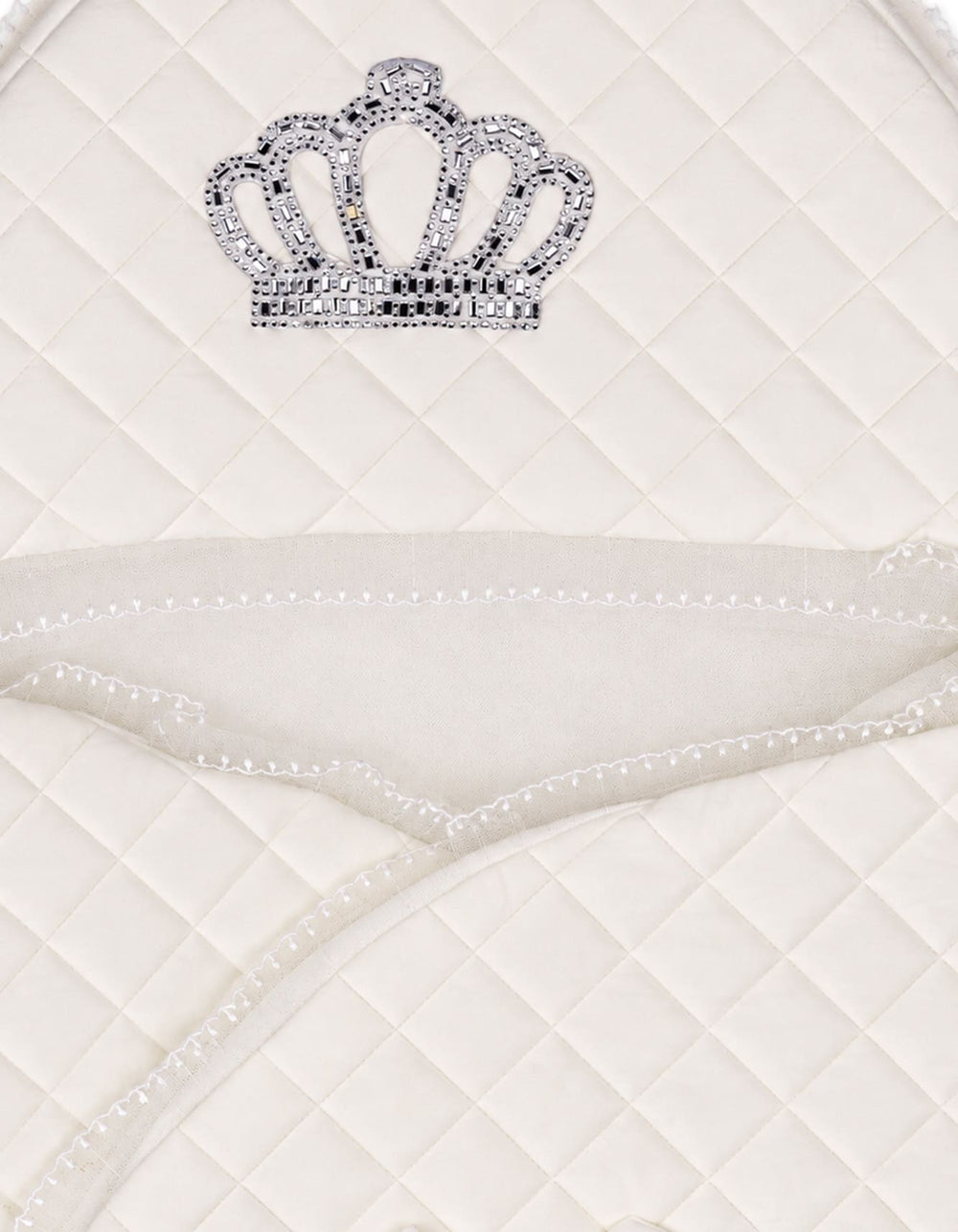 Baby Carry Nest Quilted Pattern Crown Applique and Bow white at Zubaidas Official Pakistan