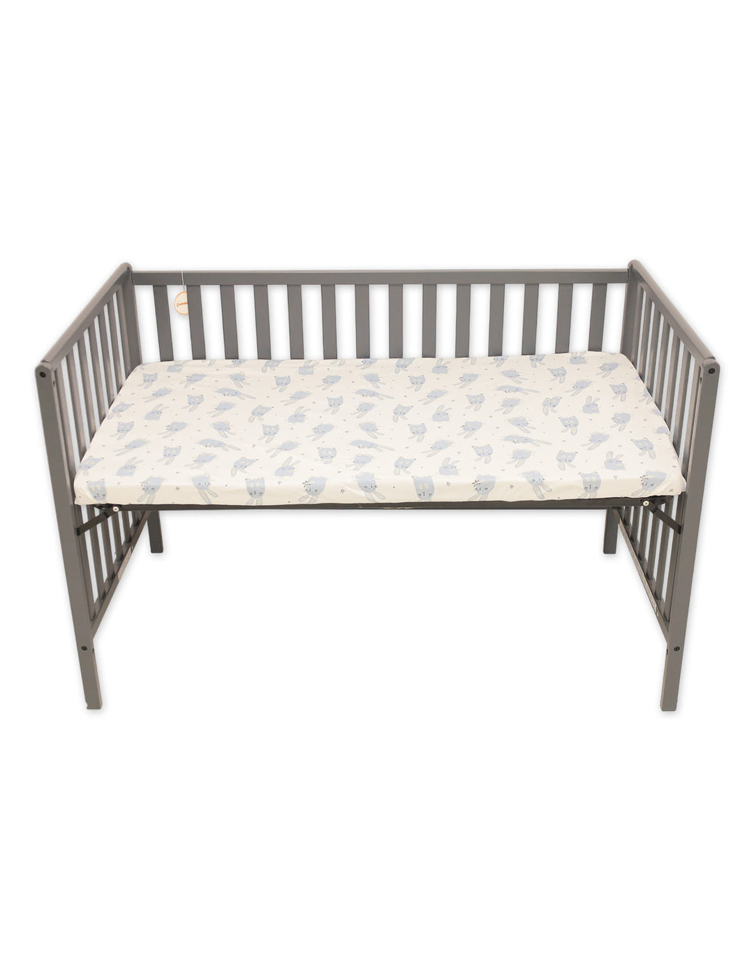 Baby Cot Fitted Sheet Playful Rabbits White at Zubaidas