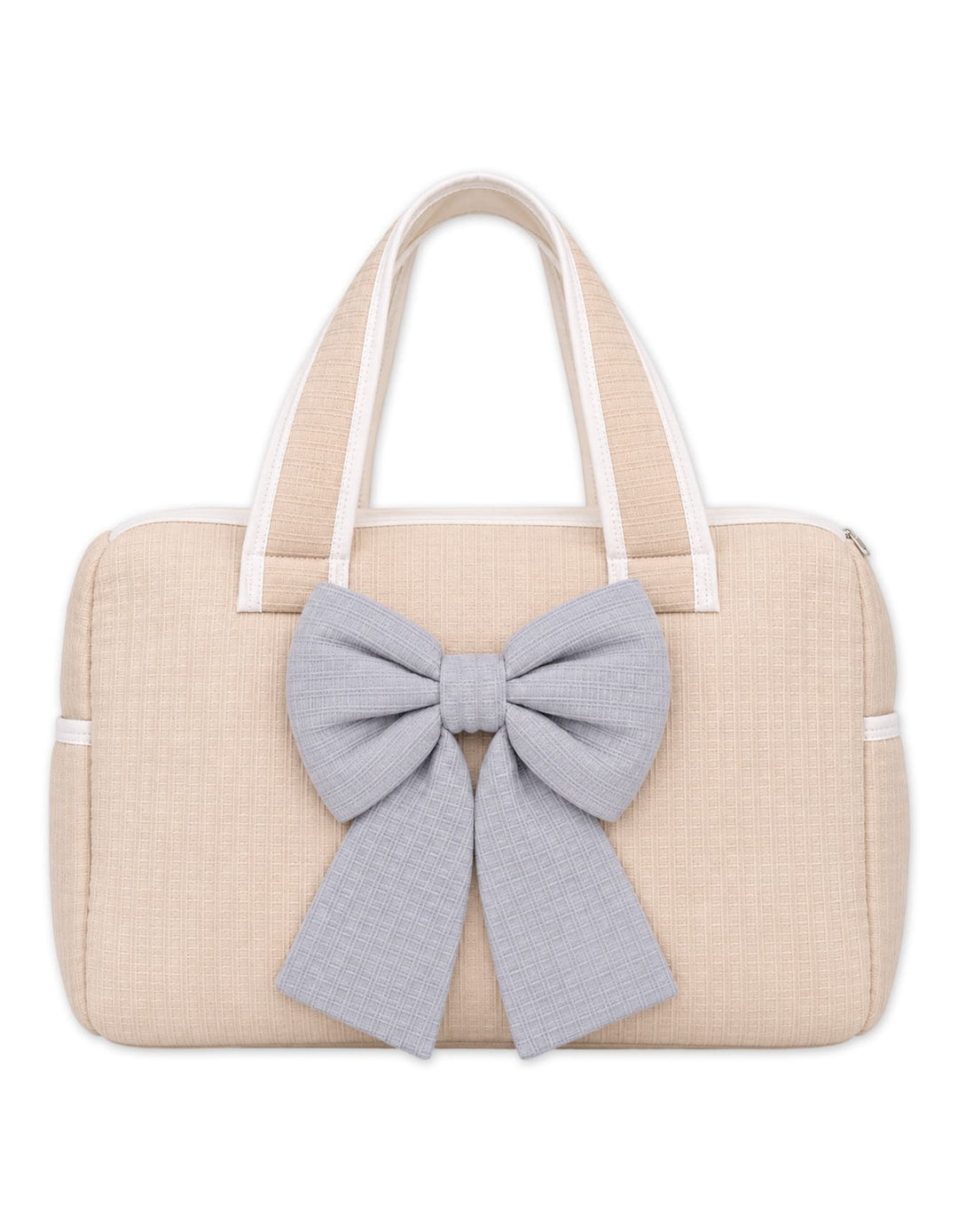 Baby Diaper Bag Bow Mint Beige and Grey at Zubaidas