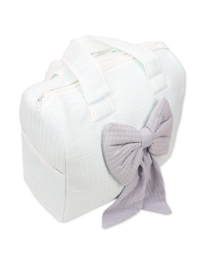 Baby Diaper Bag Bow Mint Green and Grey at Zubaidas Online Pakistan