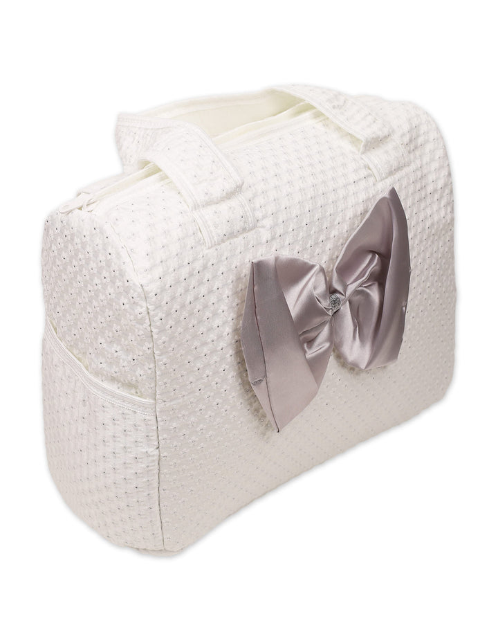 Baby Diaper Bag Bow White and Grey at Zubaidas Online Pakistan