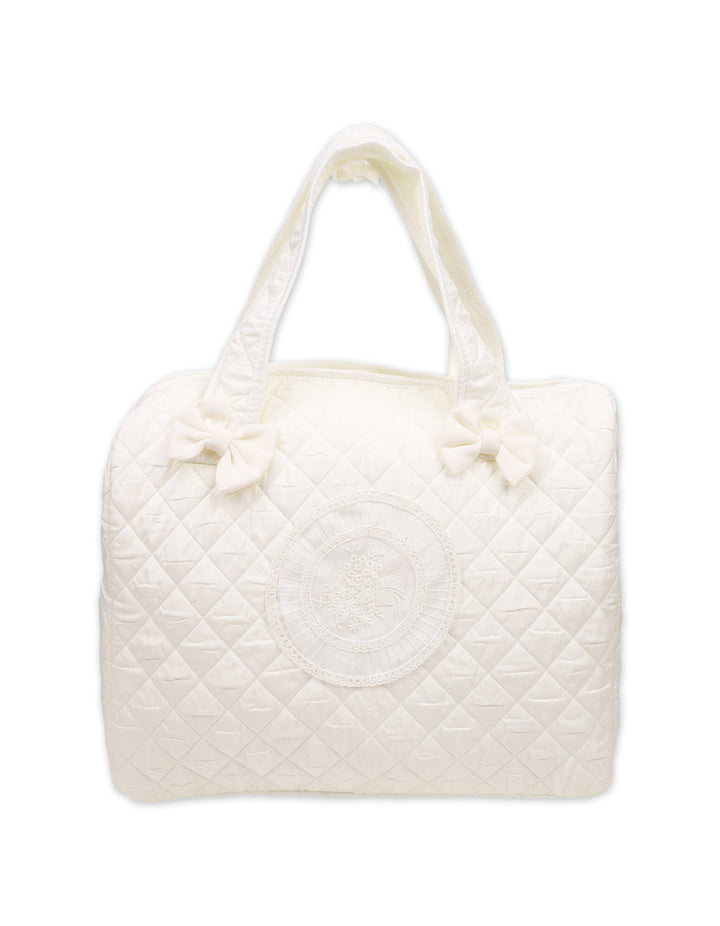 Baby Diaper Bag Quilted Bow White at Zubaidas