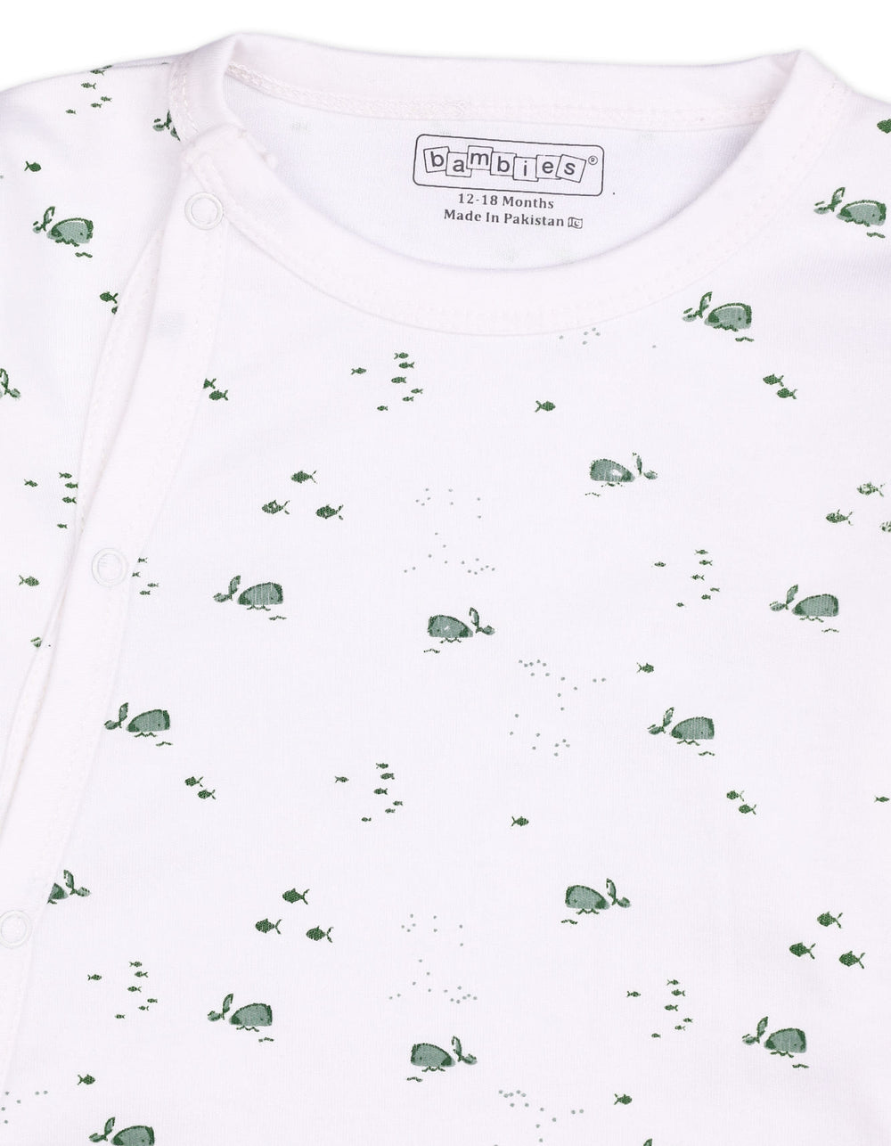 Baby Footed Sleepsuit Bambies Marine Life White at Zubaidas Official Pakistan