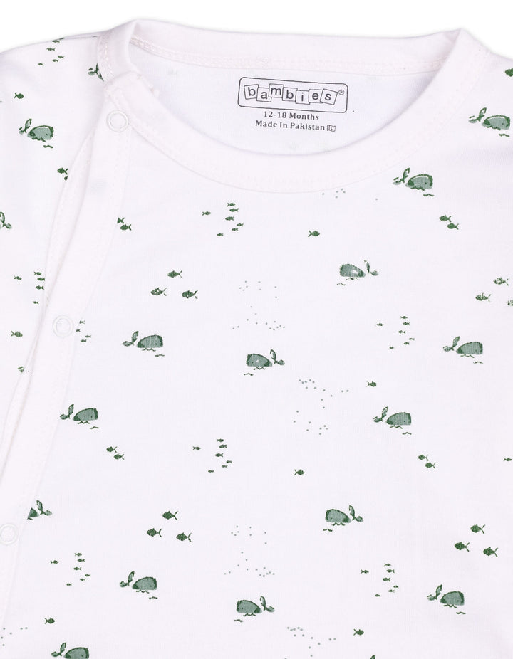 Baby Footed Sleepsuit Bambies Marine Life White at Zubaidas Official Pakistan