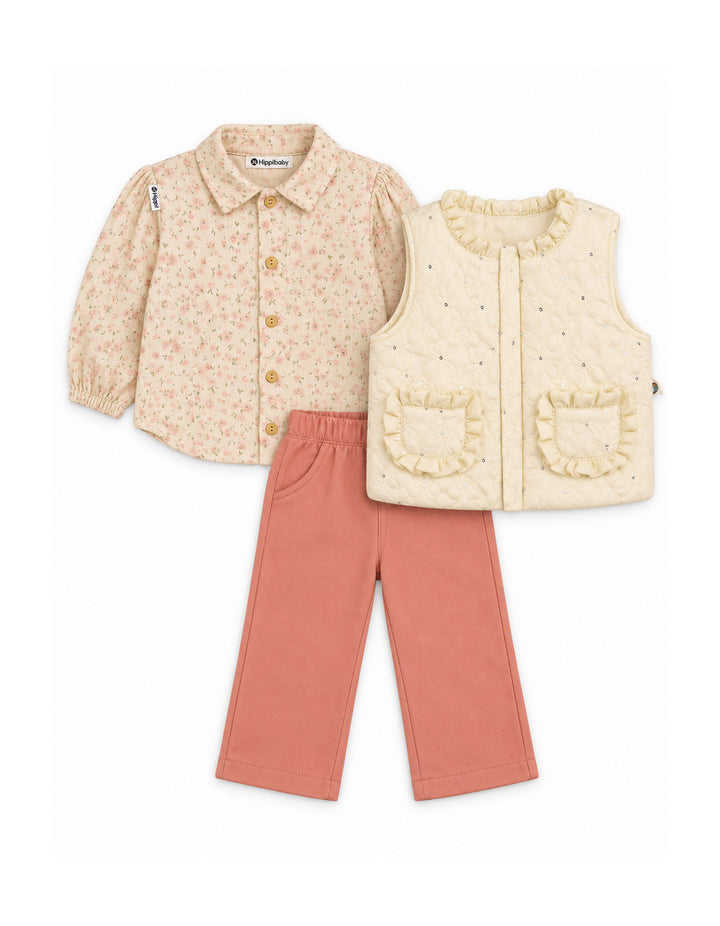 Baby Girl 3 Piece Winter Outfit Floral at Zubaidas