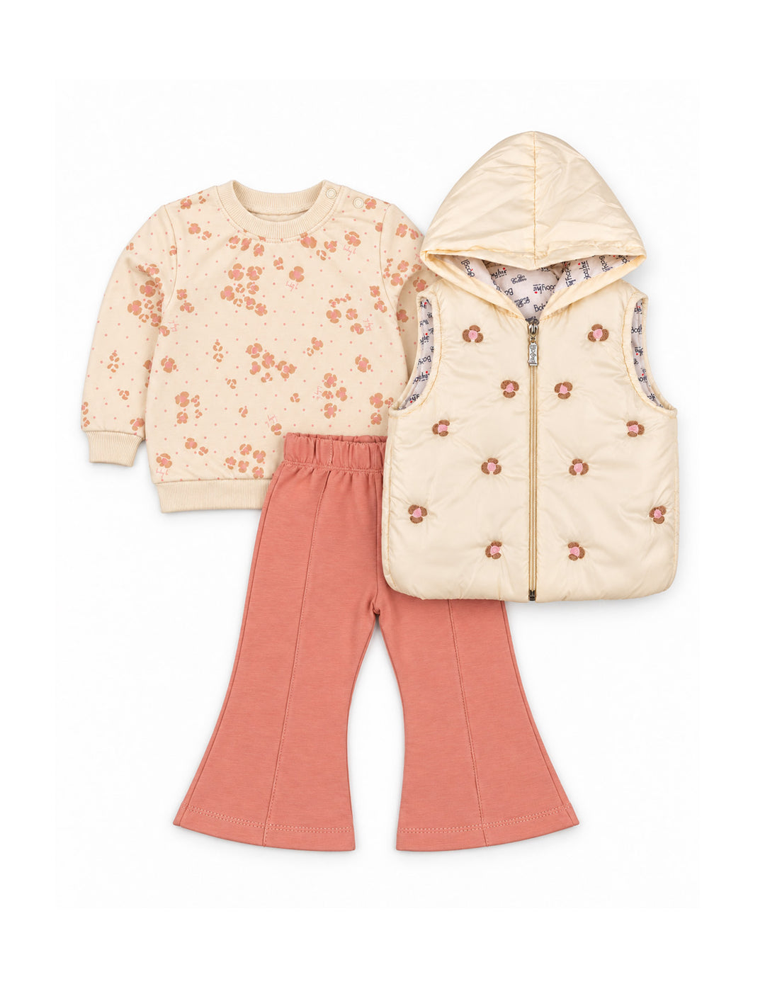 Baby Girl 3 Piece Winter Suit Set Floral Peach at Zubaidas