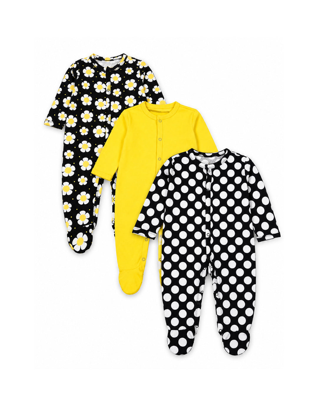 Baby Girl 3 Pieces Sleep Suit Floral Polka Dot at Zubaidas
