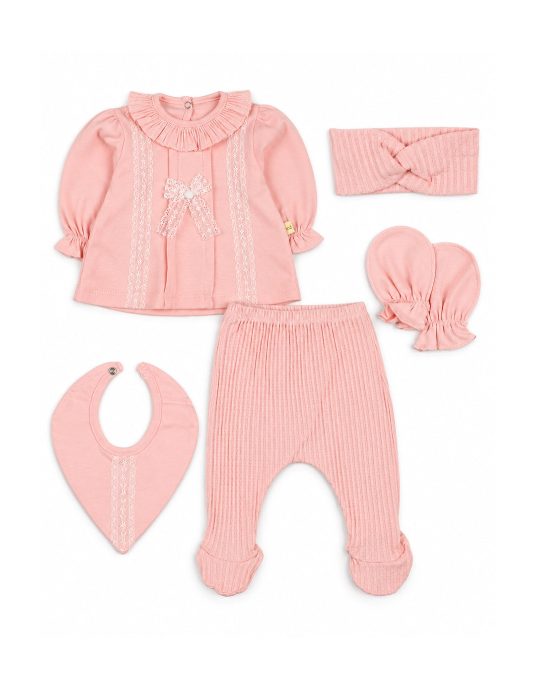Baby Girl 5 Pcs Gift Set Bow Pink at Zubaidas